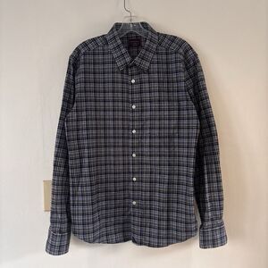 UnTUCKIT Wrinkle Free Slim Fit Blue Check Plaid L/S Shirt Men's Size L